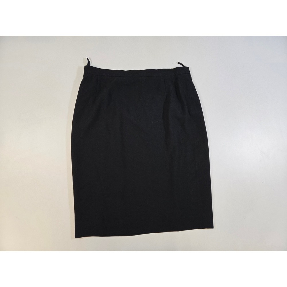 Escada Margaretha Ley Black Pure New Wool Pencil Skirt Vintage Size 42 IT 12 US‎